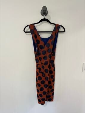 Maeve by Anthropologie Orange Polka Dot Wrap Front Knee Length Dress Size 12